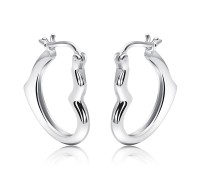 Pretty Heart Silver Hoop Earring HO-2512